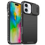 For iPhone 16 Plus Sliding Camshield TPU + PC Phone Case(Black)