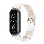 For Xiaomi Mi Band 8 Mijobs GT4 First Layer Cowhide Watch Band(White Silver)