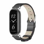 For Xiaomi Mi Band 8 / 9 / 9 NFC Mijobs GT4 First Layer Cowhide Watch Band(Black Silver)