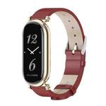 For Xiaomi Mi Band 8 Mijobs GT4 First Layer Cowhide Watch Band(Red Light Gold)