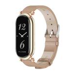 For Xiaomi Mi Band 8 Mijobs GT4 First Layer Cowhide Watch Band(Apricot Rose Gold)
