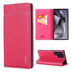 For Samsung Galaxy S24 Ultra 5G GEBEI Top-grain Horizontal Flip Leather Phone Case(Rose Red)