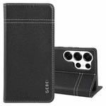For Samsung Galaxy S25 Ultra 5G GEBEI Top-grain Horizontal Flip Leather Phone Case(Black)
