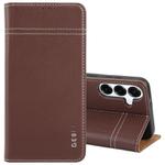 For Samsung Galaxy S25+ 5G GEBEI Top-grain Horizontal Flip Leather Phone Case(Brown)