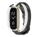 For Xiaomi Mi Band 8 / 9 / 9 NFC Mijobs GT4 Dual-Loop Leather Watch Band(Black+White+Light Gold)