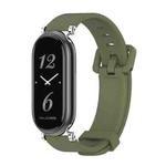 For Xiaomi Mi Band 8 / 9 / 9 NFC Mijobs GT4 Silicone Breathable Watch Band(Army Green Silver)