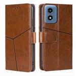 For Motorola Moto G Play 4G 2024 Geometric Stitching Leather Phone Case(Light Brown)