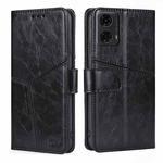 For Motorola Moto G24 4G Geometric Stitching Leather Phone Case(Black)