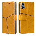 For Motorola Moto G34 5G Geometric Stitching Leather Phone Case(Yellow)