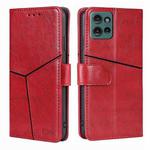 For Motorola Edge 50 5G Geometric Stitching Leather Phone Case(Red)