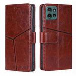 For Motorola Edge 50 5G Geometric Stitching Leather Phone Case(Dark Brown)