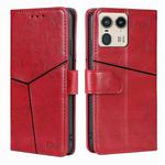 For Motorola Edge 50 Ultra Geometric Stitching Leather Phone Case(Red)