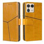 For Motorola Edge 50 Ultra Geometric Stitching Leather Phone Case(Yellow)