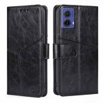 For Motorola Moto G85 5G Geometric Stitching Leather Phone Case(Black)