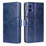 For Motorola Moto G85 5G Geometric Stitching Leather Phone Case(Blue)