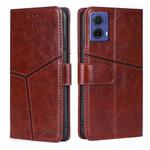 For Motorola Moto G85 5G Geometric Stitching Leather Phone Case(Dark Brown)