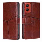 For Motorola Moto G Stylus 5G 2024 Geometric Stitching Leather Phone Case(Dark Brown)