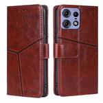 For Motorola Edge 50 Pro 5G Geometric Stitching Leather Phone Case(Dark Brown)