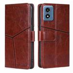 For Motorola Moto G 5G 2024 Geometric Stitching Leather Phone Case(Dark Brown)