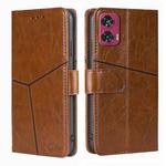 For Motorola Edge 50 Fusion 5G Geometric Stitching Leather Phone Case(Light Brown)