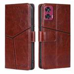 For Motorola Edge 50 Fusion 5G Geometric Stitching Leather Phone Case(Dark Brown)