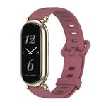 For Xiaomi Mi Band 8 Mijobs GT4 Flat Hole Silicone Watch Band(Wine Red Light Gold)