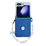 For Samsung Galaxy Z Flip5 PC Side Buckle Rose Bracelet Full Coverage Shockproof Phone Case(Blue)