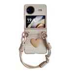 For vivo X Flip Illusory Color Leather Texture PC Phone Case with Color Strap(Coffee)