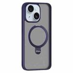 For iPhone 15 Plus ZGA Magsafe Holder PC Hybrid TPU Phone Case(Purple)