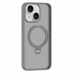 For iPhone 15 ZGA Magsafe Holder PC Hybrid TPU Phone Case(Grey)