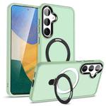 For Samsung Galaxy S23 5G MagSafe Holder Skin-feel PC Hybrid TPU Phone Case(Light Green)