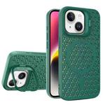 For iPhone 14 Plus Hollow Cooling Lens Holder MagSafe Magnetic TPU Phone Case(Green)