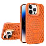 For iPhone 14 Pro Hollow Cooling Lens Holder MagSafe Magnetic TPU Phone Case(Orange)