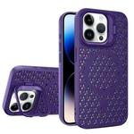 For iPhone 14 Pro Max Hollow Cooling Lens Holder MagSafe Magnetic TPU Phone Case(Purple)