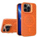 For iPhone 13 Pro Hollow Cooling Lens Holder MagSafe Magnetic TPU Phone Case(Orange)