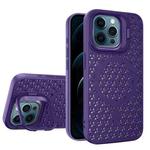 For iPhone 12 Pro Max Hollow Cooling Lens Holder MagSafe Magnetic TPU Phone Case(Purple)