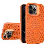 For iPhone 12 Pro Hollow Cooling Lens Holder MagSafe Magnetic TPU Phone Case(Orange)