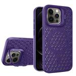 For iPhone 12 Pro Hollow Cooling Lens Holder MagSafe Magnetic TPU Phone Case(Purple)