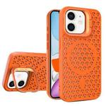 For iPhone 11 Hollow Cooling Lens Holder MagSafe Magnetic TPU Phone Case(Orange)