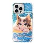 For iPhone 15 Pro Illustration Pattern Radiation Design Full Coverage Shockproof Phone Case(Cat)