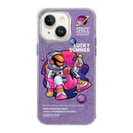 For iPhone 14 Illustration Pattern Radiation Design Full Coverage Shockproof Phone Case(Purple Astronaut)