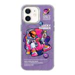 For iPhone 12 Illustration Pattern Radiation Design Full Coverage Shockproof Phone Case(Purple Astronaut)