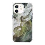 For iPhone 12 Illustration Pattern Radiation Design Full Coverage Shockproof Phone Case(Green Wash Painting)