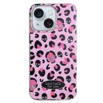 For iPhone 15 Glitter Powder Leopard Print PC + TPU Phone Case(Pink)