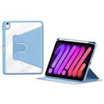 For iPad mini 6 ZGA Tri-Fold 360 Rotation Smart Leather Tablet Case(Blue)
