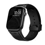 For Apple Watch Series 3 42mm Vertical Texture Black Buckle Elastic Silicone Watch Band(Black)