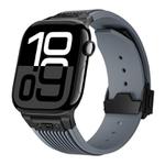 For Apple Watch Series 10 46mm Vertical Texture Black Buckle Elastic Silicone Watch Band(Grey)