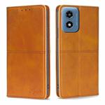 For Motorola Moto G Play 4G 2024 Cow Texture Magnetic Leather Phone Case(Light Brown)