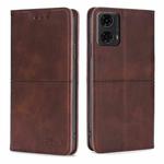 For Motorola Moto G24 4G Cow Texture Magnetic Leather Phone Case(Dark Brown)