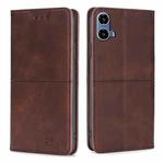 For Motorola Moto G34 5G Cow Texture Magnetic Leather Phone Case(Dark Brown)